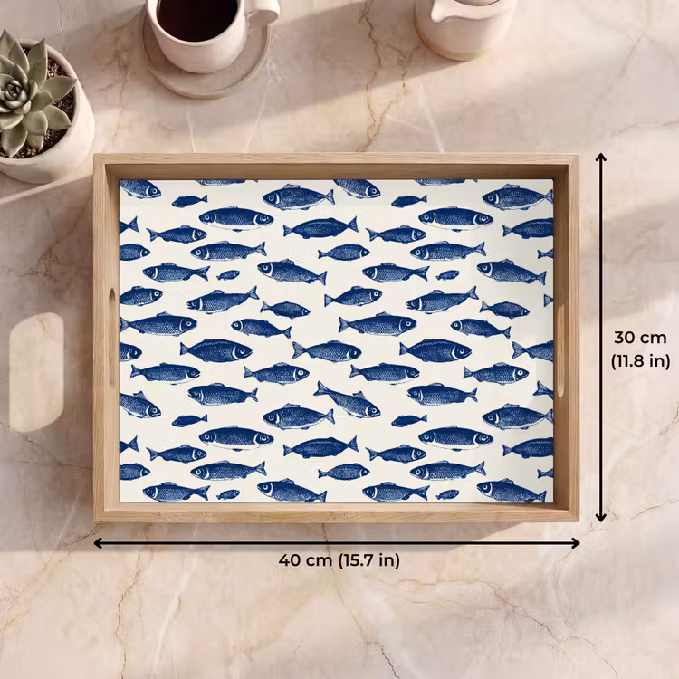 Tray - Fish - Pattern - Blue - White — 7