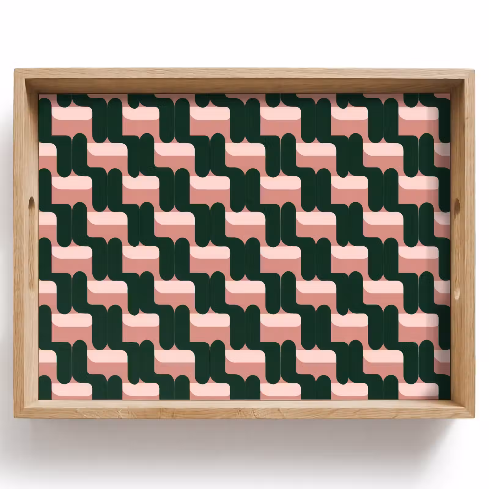 Tray - Braid pattern - Green - Pink - Geometric — 1