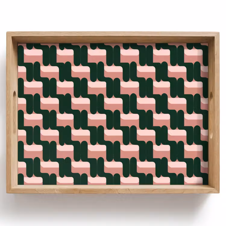 Tray - Braid pattern - Green - Pink - Geometric — 1