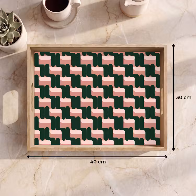 Tray - Braid pattern - Green - Pink - Geometric — 8