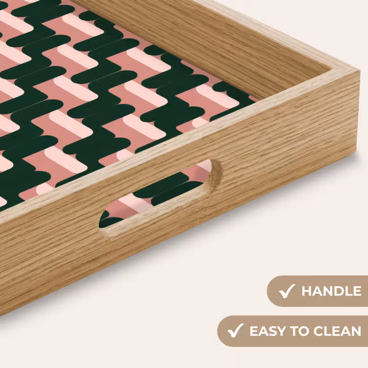 Tray - Braid pattern - Green - Pink - Geometric — 9