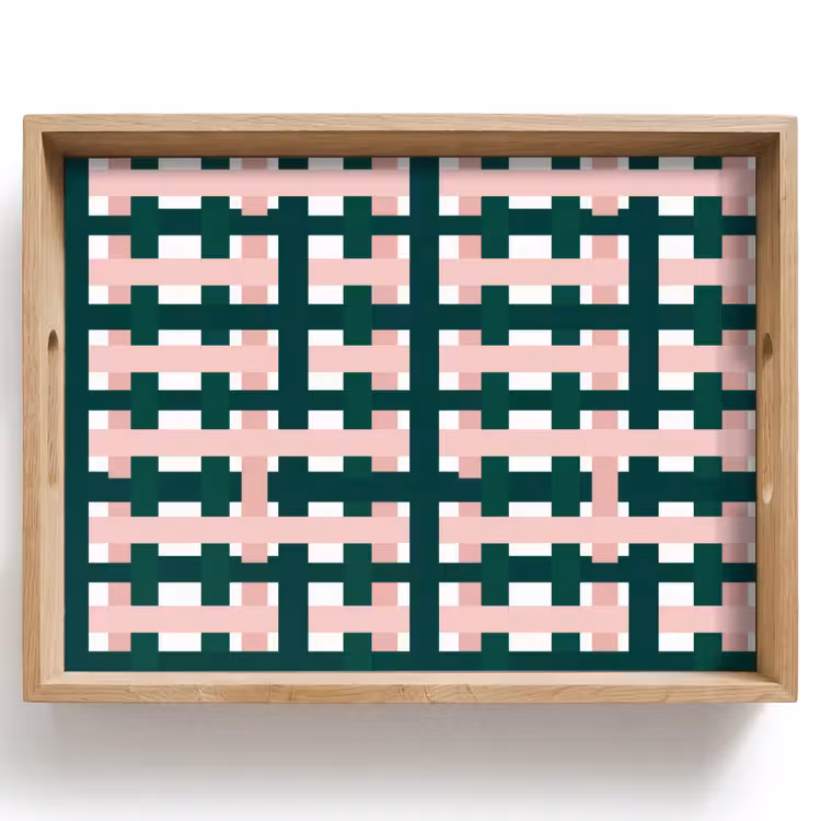 Tray - Braid pattern - Green - Pink - Graphic — 1