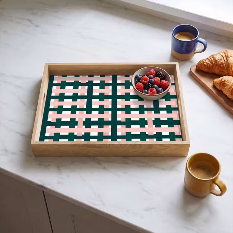 Tray - Braid pattern - Green - Pink - Graphic — 3