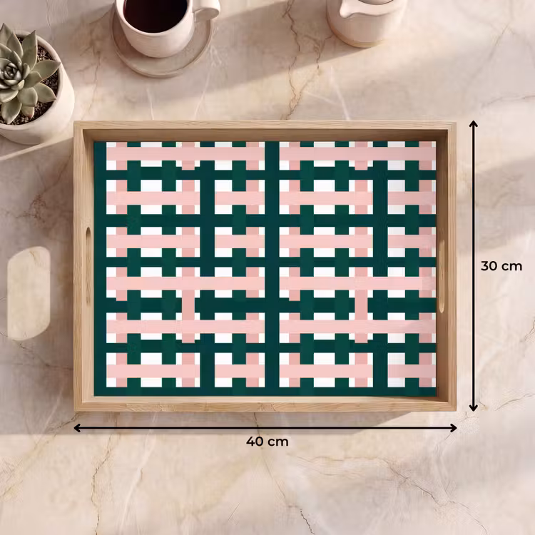 Tray - Braid pattern - Green - Pink - Graphic — 8