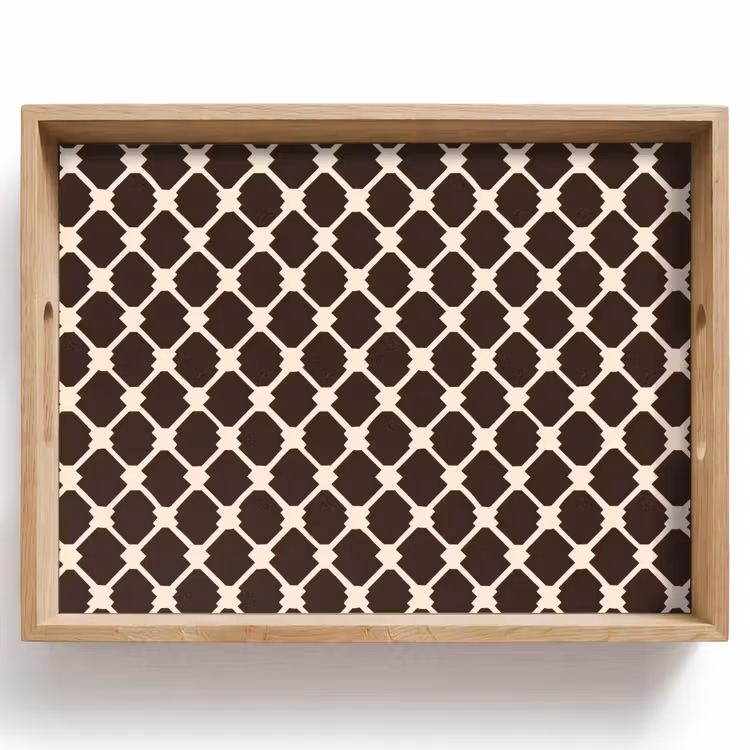Tray - Brown - Checkered pattern - Geometric — 1