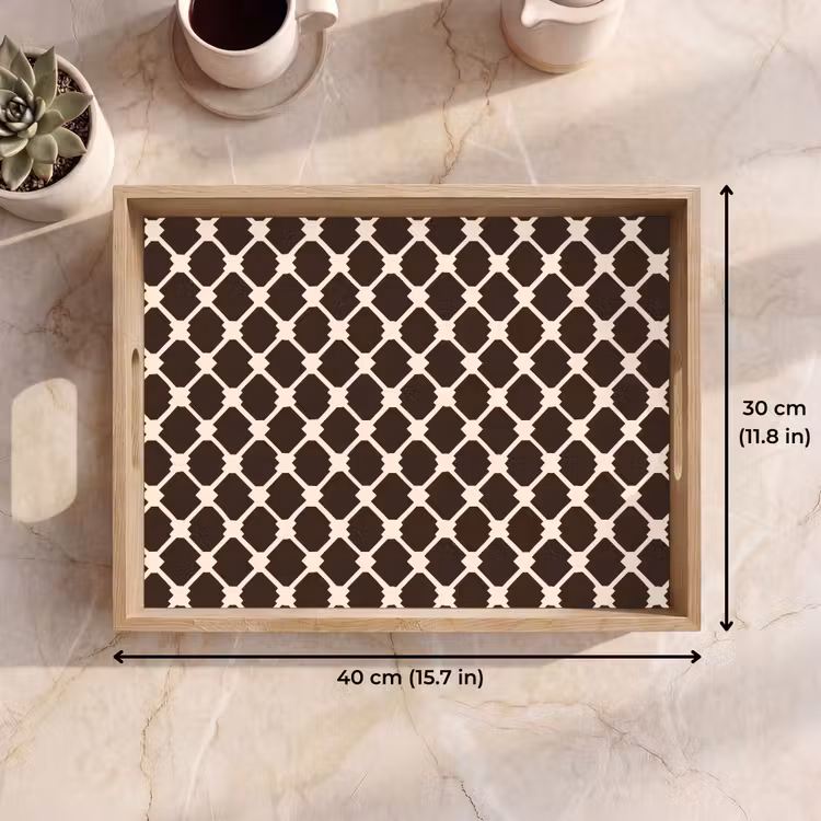 Tray - Brown - Checkered pattern - Geometric — 7