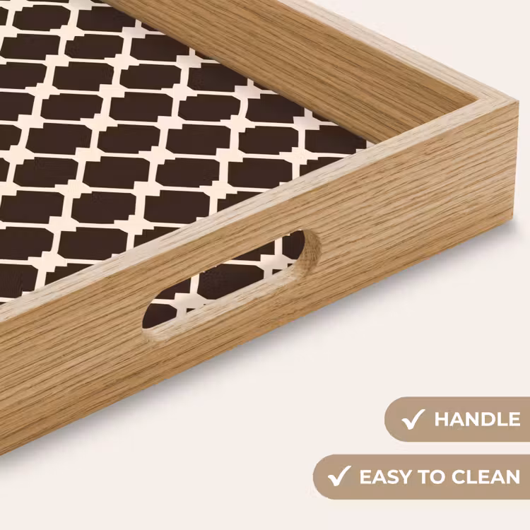 Tray - Brown - Checkered pattern - Geometric — 9