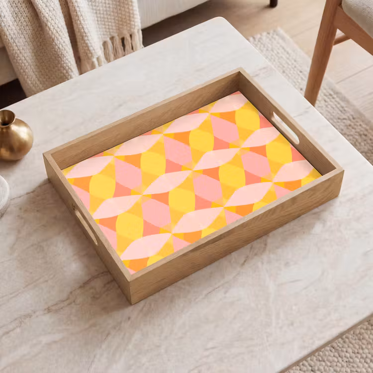 Tray - Colorful - Checkered pattern - Leaf shapes — 2