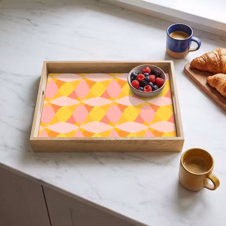 Tray - Colorful - Checkered pattern - Leaf shapes — 3