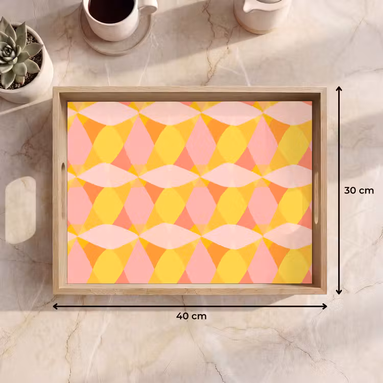 Tray - Colorful - Checkered pattern - Leaf shapes — 8