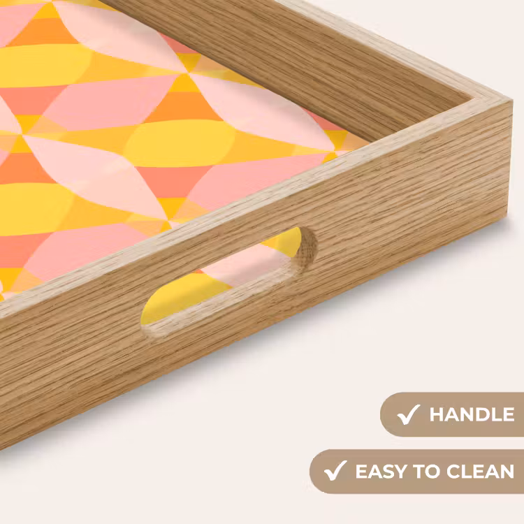 Tray - Colorful - Checkered pattern - Leaf shapes — 9
