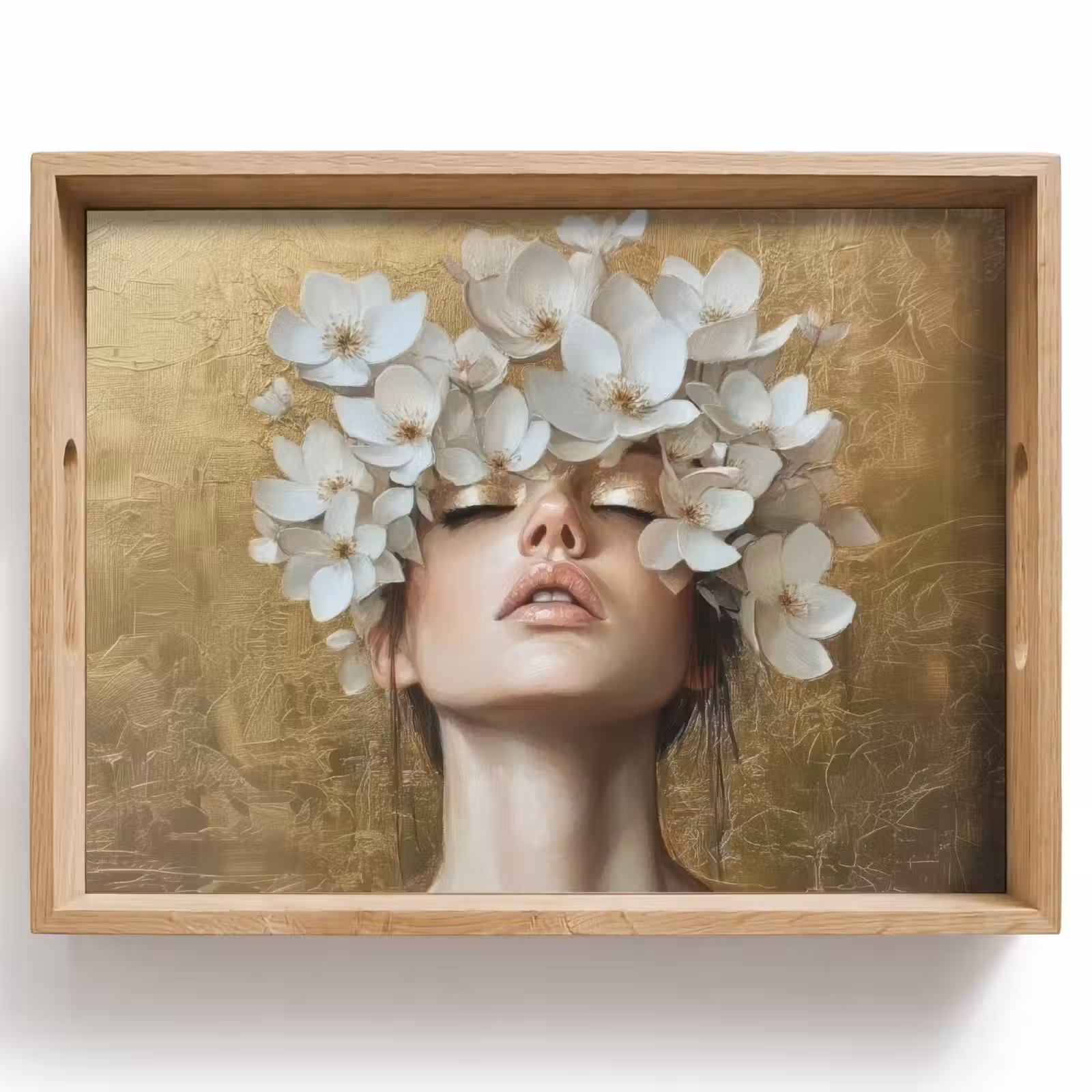 Tray - Face - Flowers - Gold - Abstract — 1