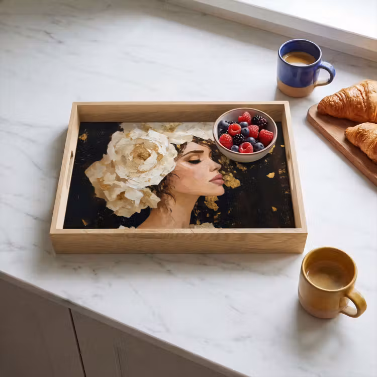 Tray - Abstract - Woman - Flowers - White — 3