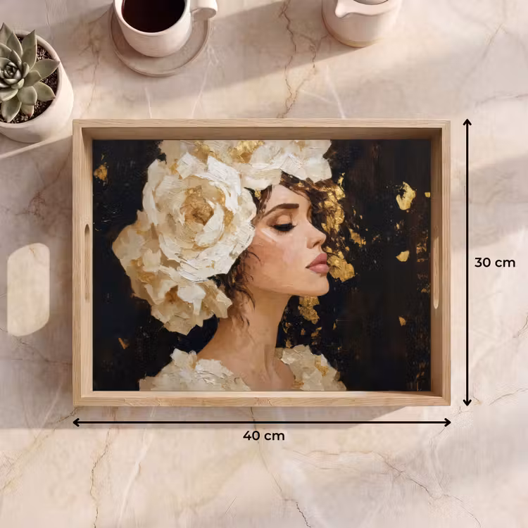 Tray - Abstract - Woman - Flowers - White — 8