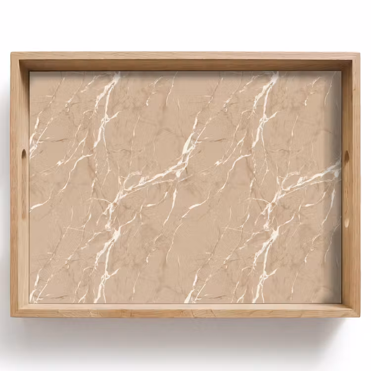 Tray - Beige - Marble - Organic - White — 1