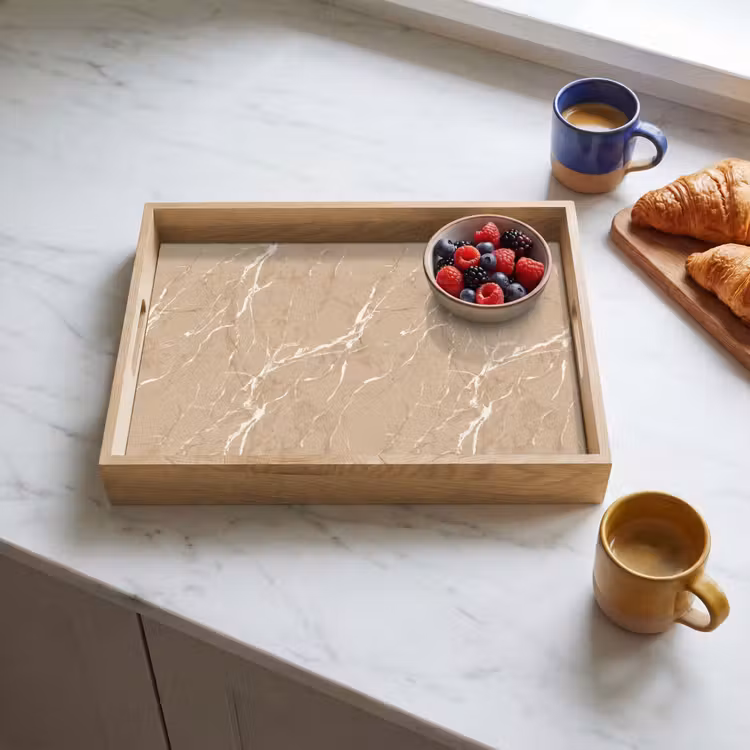 Tray - Beige - Marble - Organic - White — 3