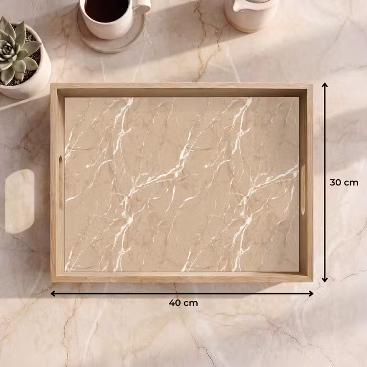 Tray - Beige - Marble - Organic - White — 8