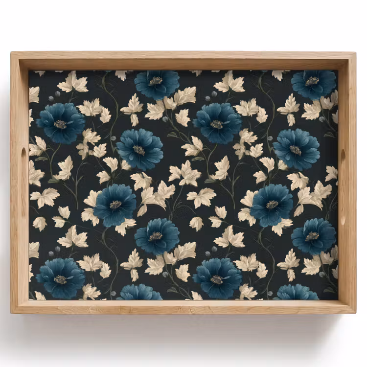 Tray - Botanical - Flowers - Blue — 1