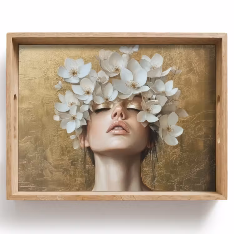 Tray - Face - Flowers - Gold - Abstract — 1