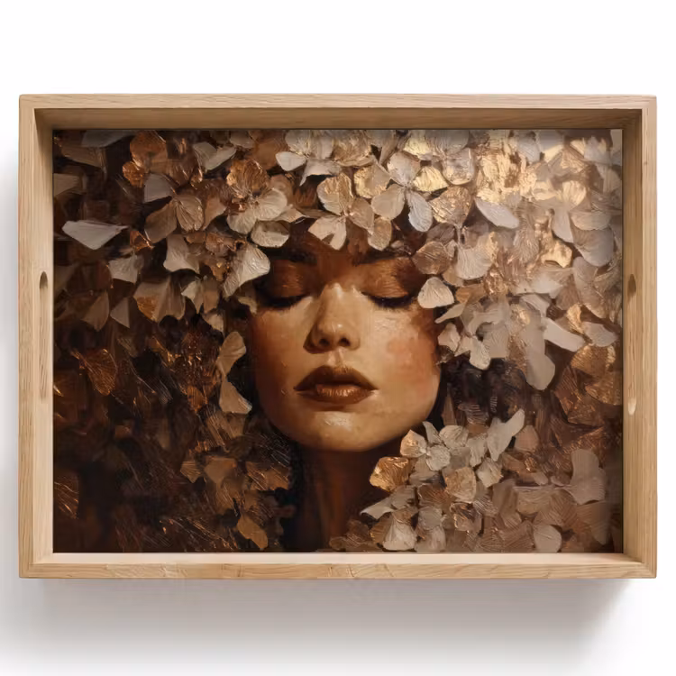 Tray - Face - Lady - Leaves - Brush strokes — 1