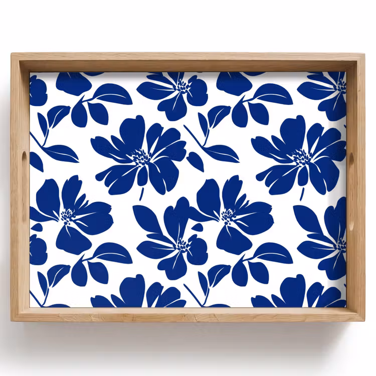 Tray - Floral - Modern - Blue — 1