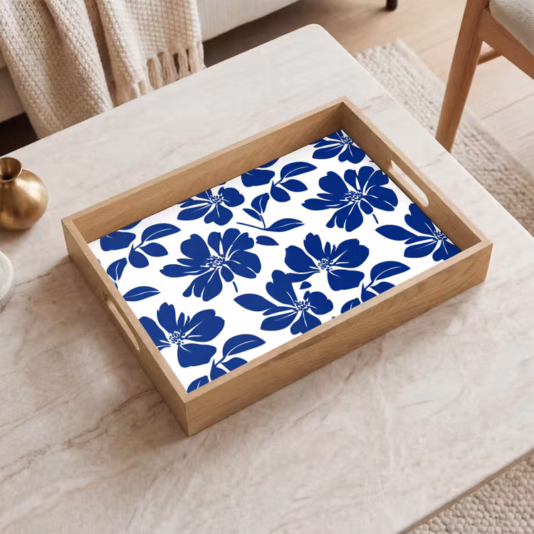 Tray - Floral - Modern - Blue — 2