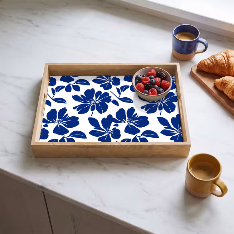 Tray - Floral - Modern - Blue — 3
