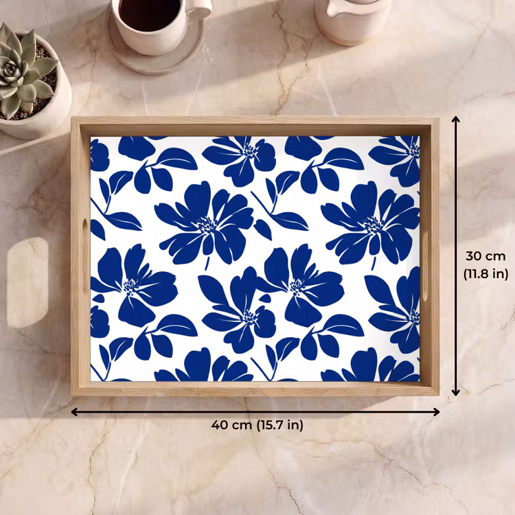 Tray - Floral - Modern - Blue — 7
