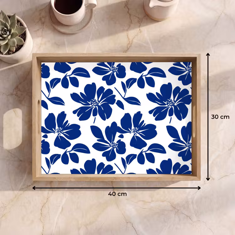 Tray - Floral - Modern - Blue — 8
