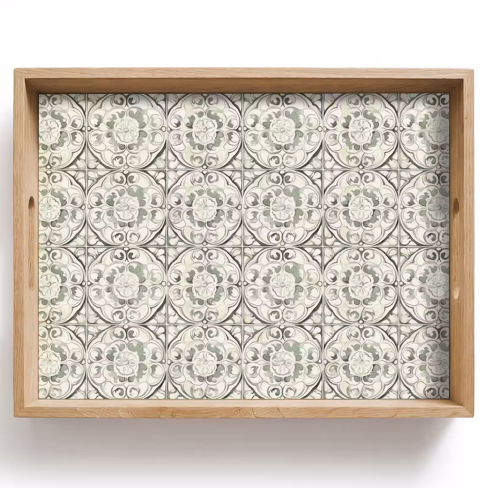 Tray - Curly Ornament - Tile - Green — 1