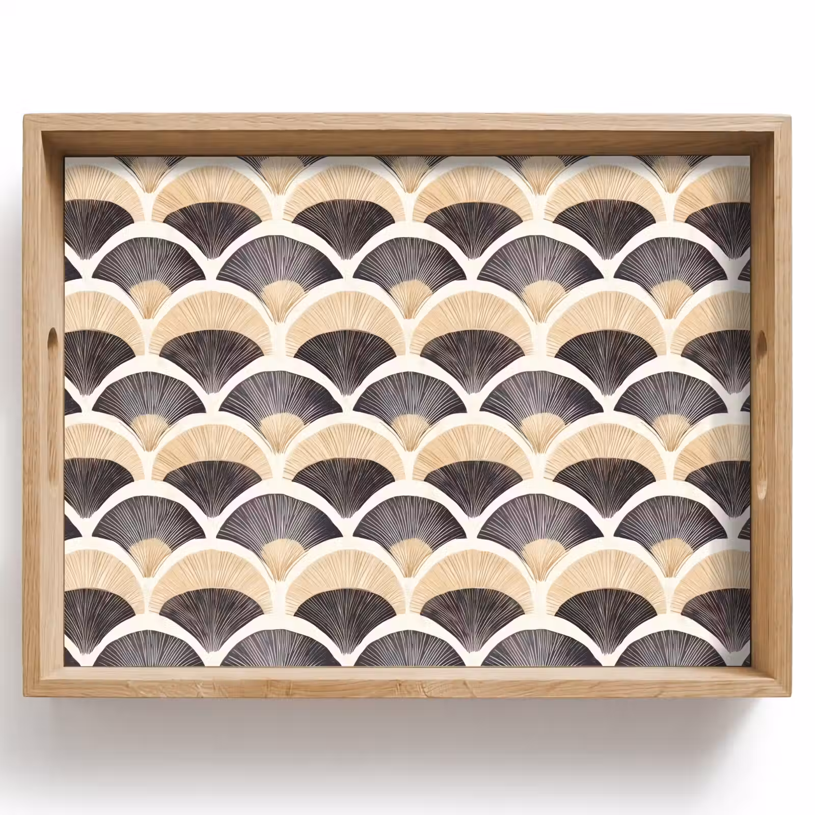 Tray - Fan - Pattern - Black - Beige — 1