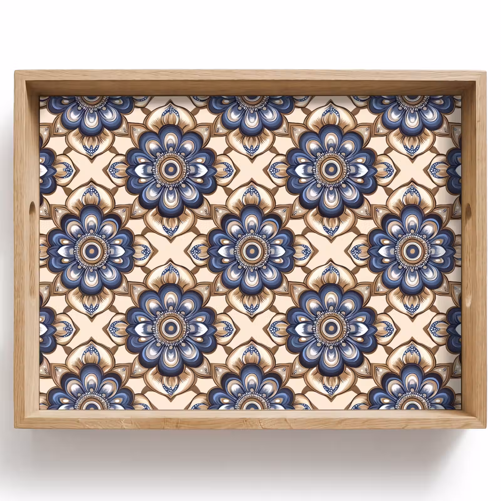 Tray - Floral - Ornament - Blue — 1