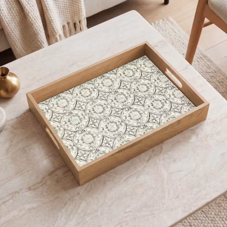 Tray - Curly Ornament - Tile - Green — 2