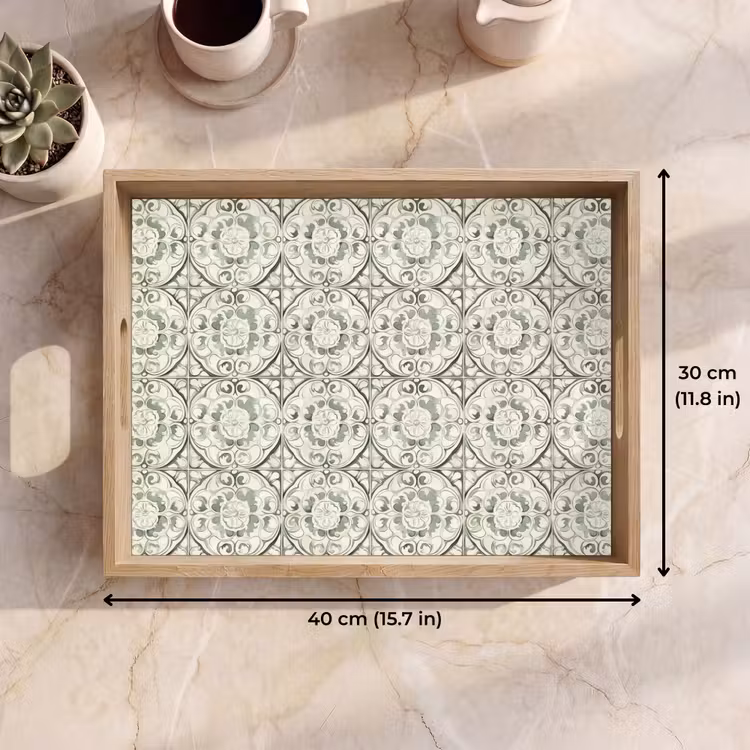 Tray - Curly Ornament - Tile - Green — 7