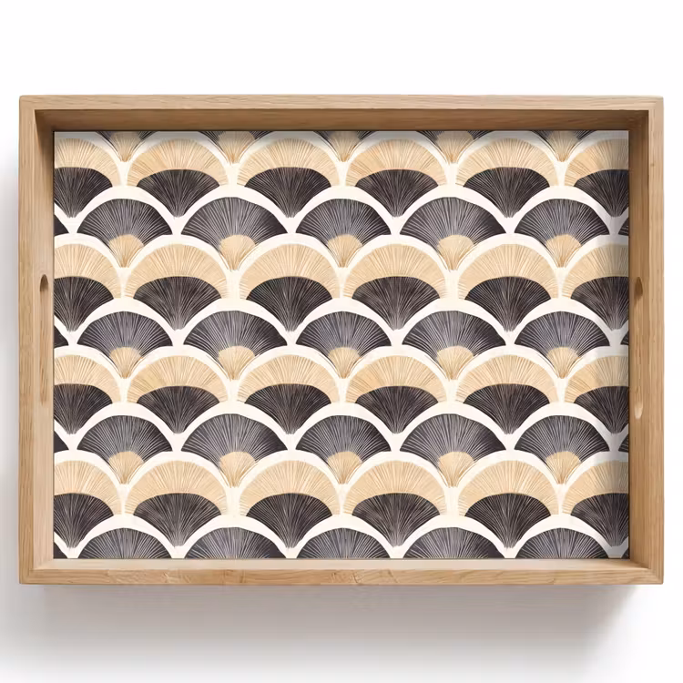 Tray - Fan - Pattern - Black - Beige — 1