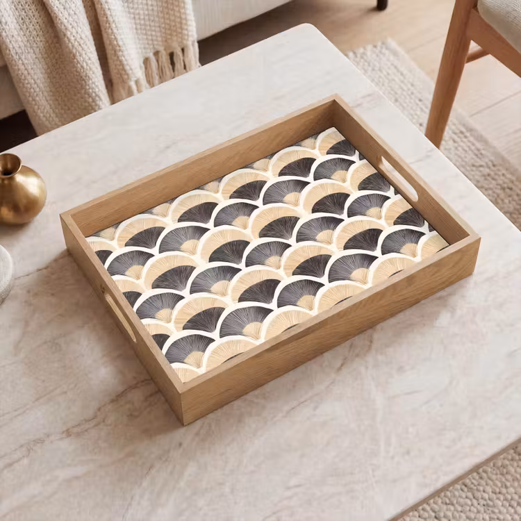 Tray - Fan - Pattern - Black - Beige — 2