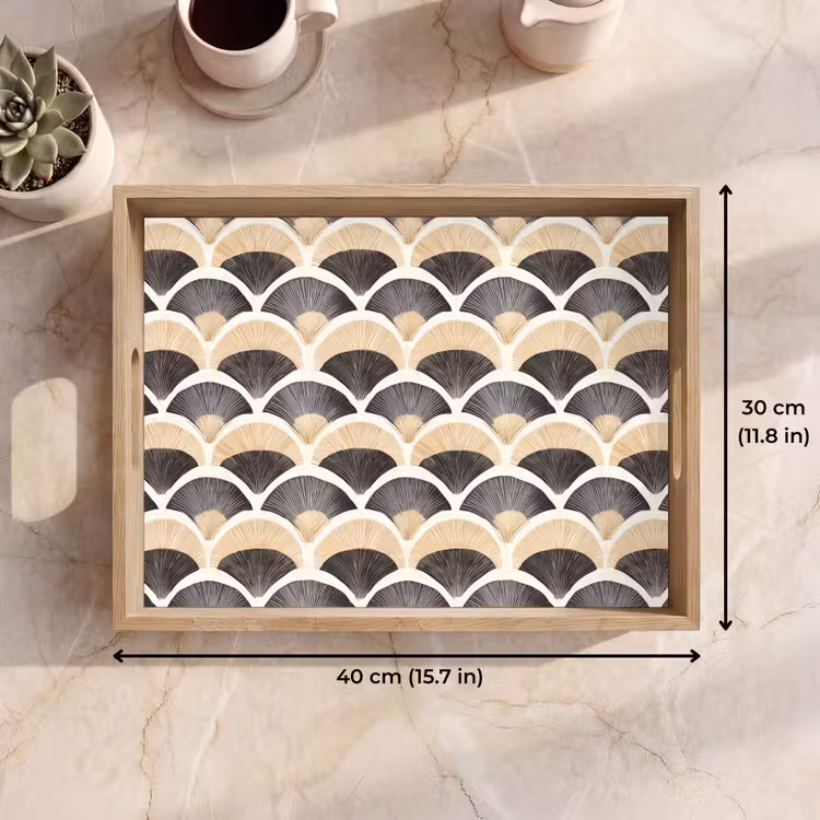 Tray - Fan - Pattern - Black - Beige — 7