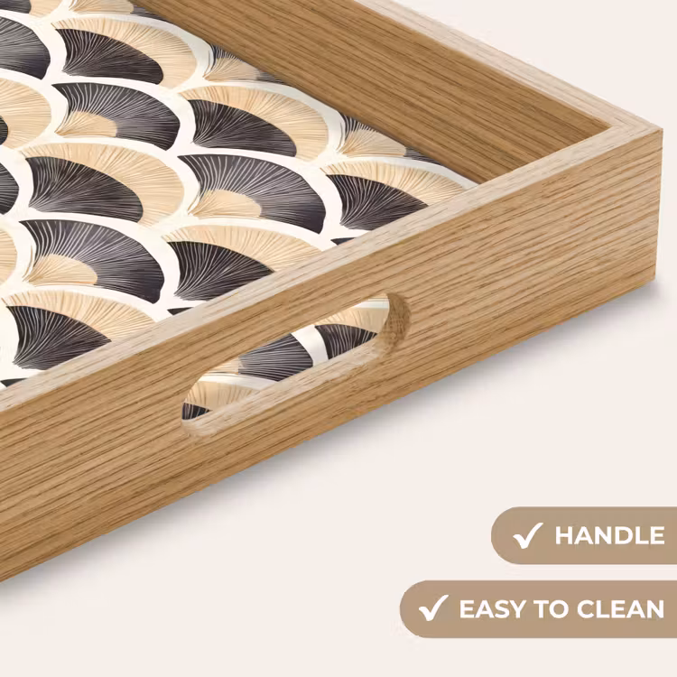 Tray - Fan - Pattern - Black - Beige — 9