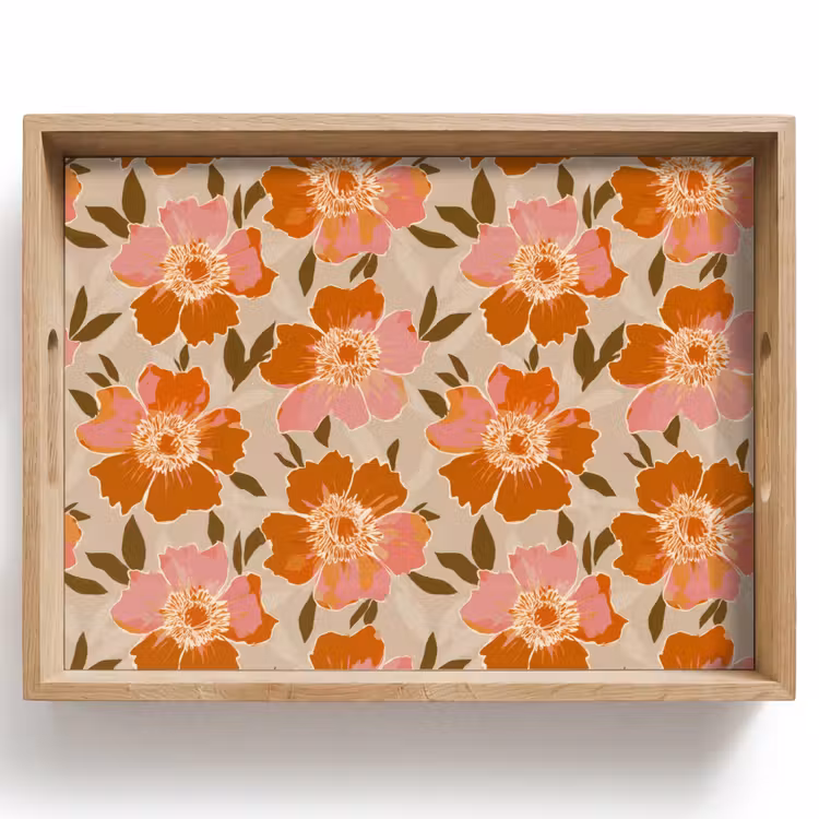 Tray - Flowers - Motif - Retro — 1