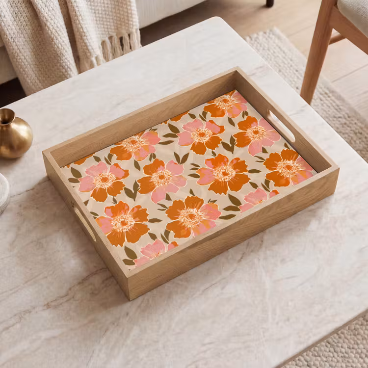 Tray - Flowers - Motif - Retro — 2