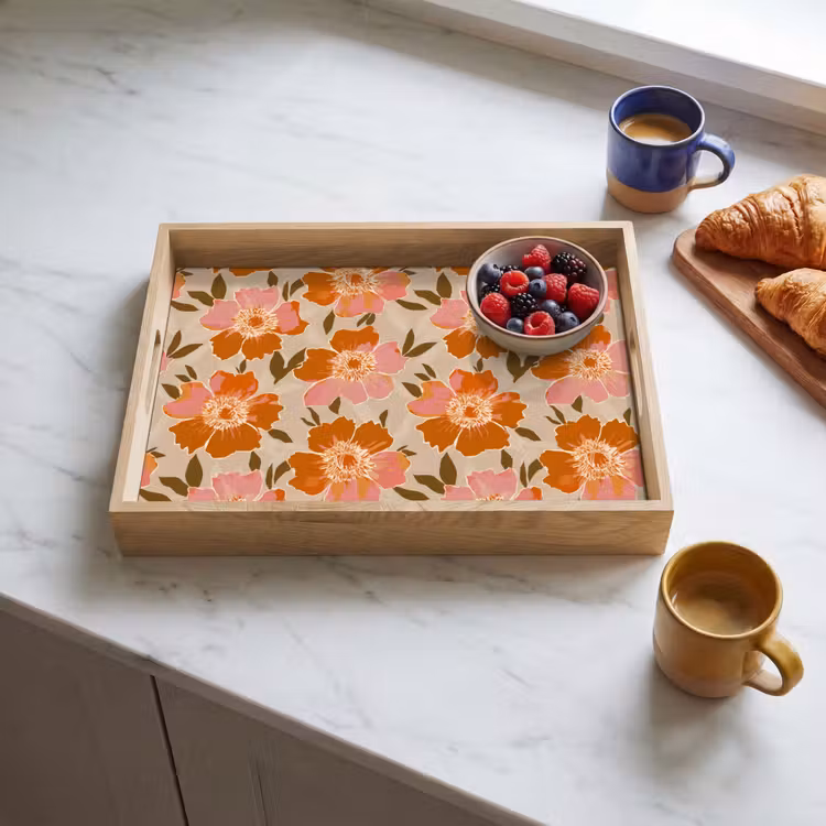 Tray - Flowers - Motif - Retro — 3