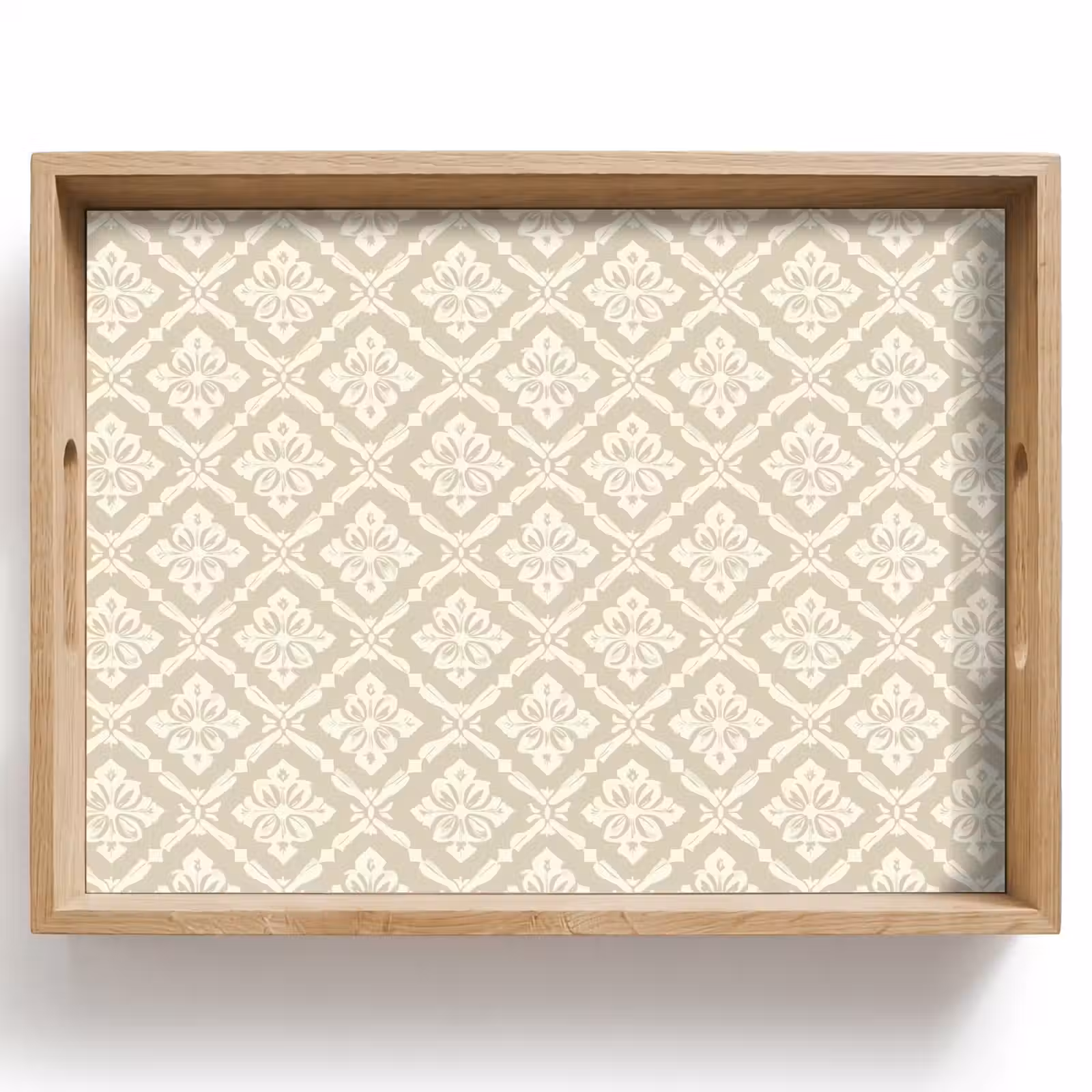 Tray - Floral - Ornament - Beige — 1