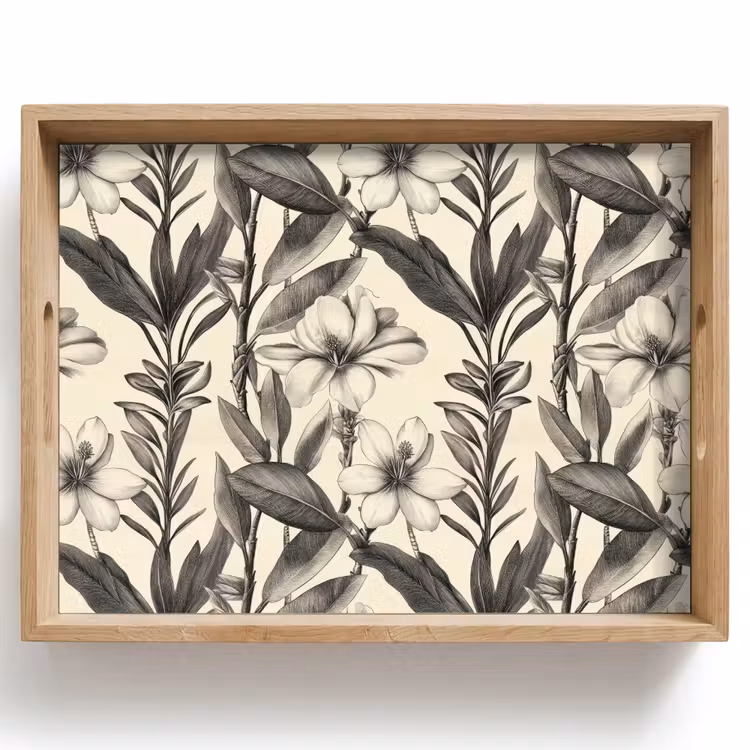 Tray - Classic - Botanical - Black - Beige — 1