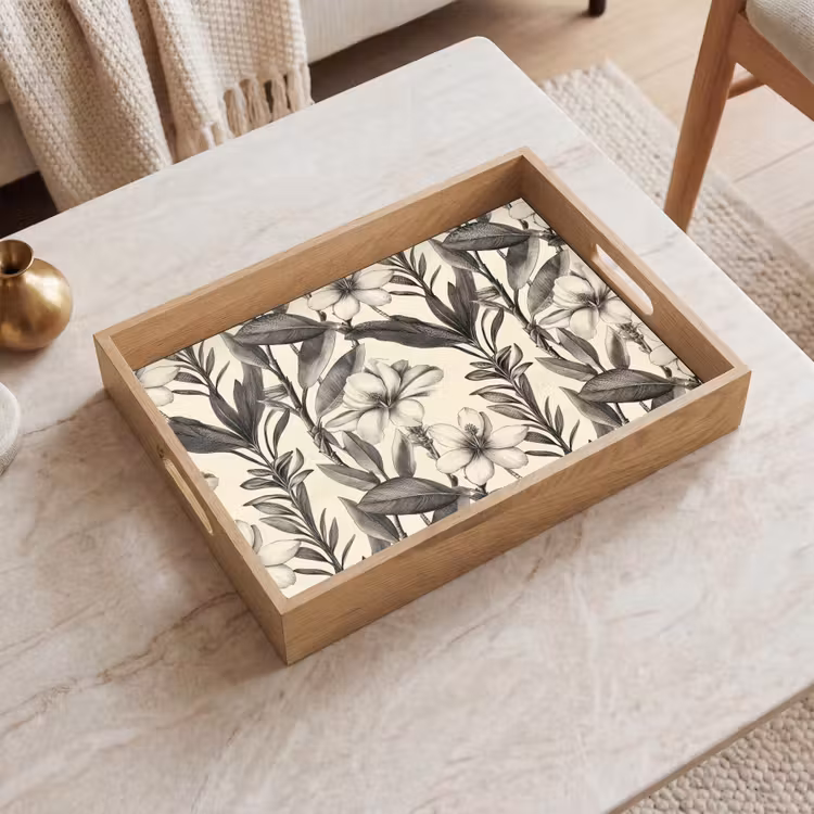 Tray - Classic - Botanical - Black - Beige — 2