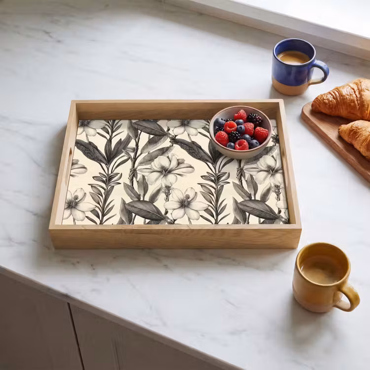 Tray - Classic - Botanical - Black - Beige — 3