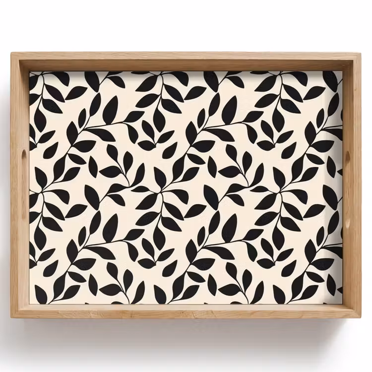 Tray - Elegant - Pattern - Black - Beige — 1
