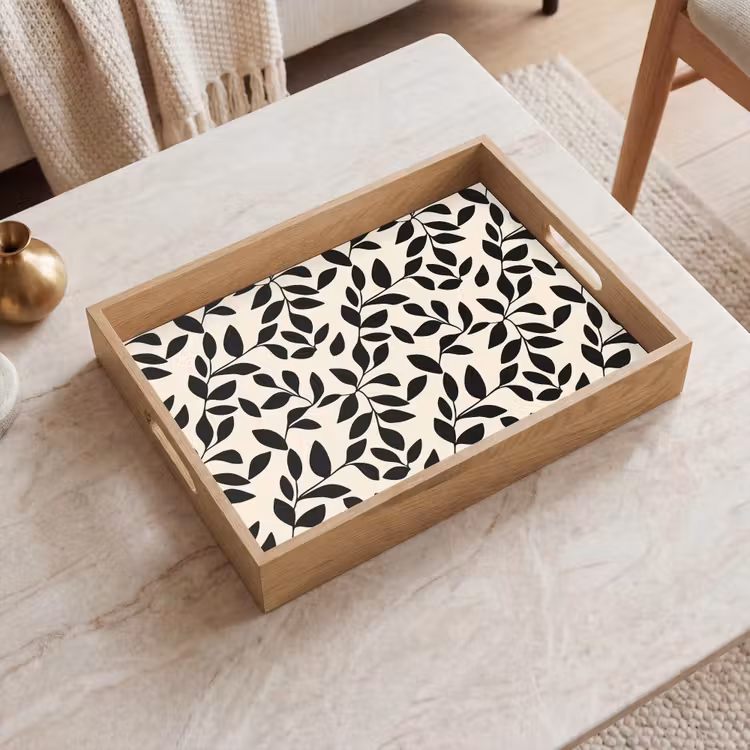 Tray - Elegant - Pattern - Black - Beige — 2