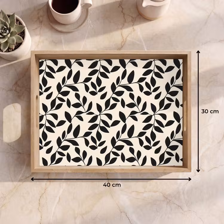 Tray - Elegant - Pattern - Black - Beige — 8