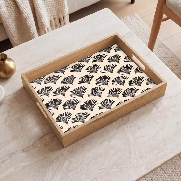 Tray - Fans - Botanical - Black - Beige — 2
