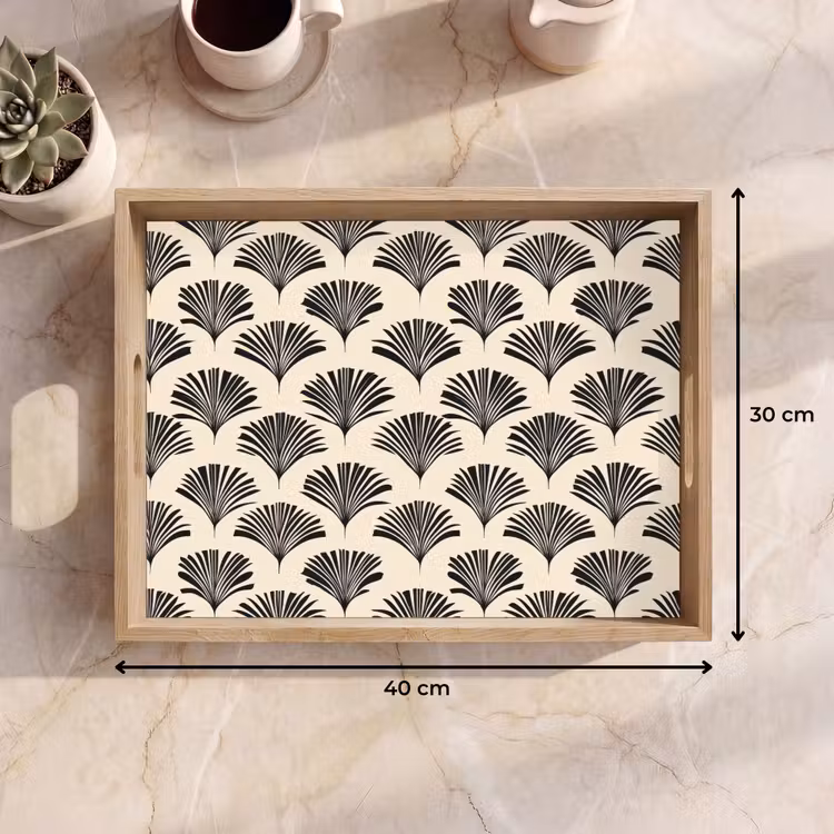 Tray - Fans - Botanical - Black - Beige — 8
